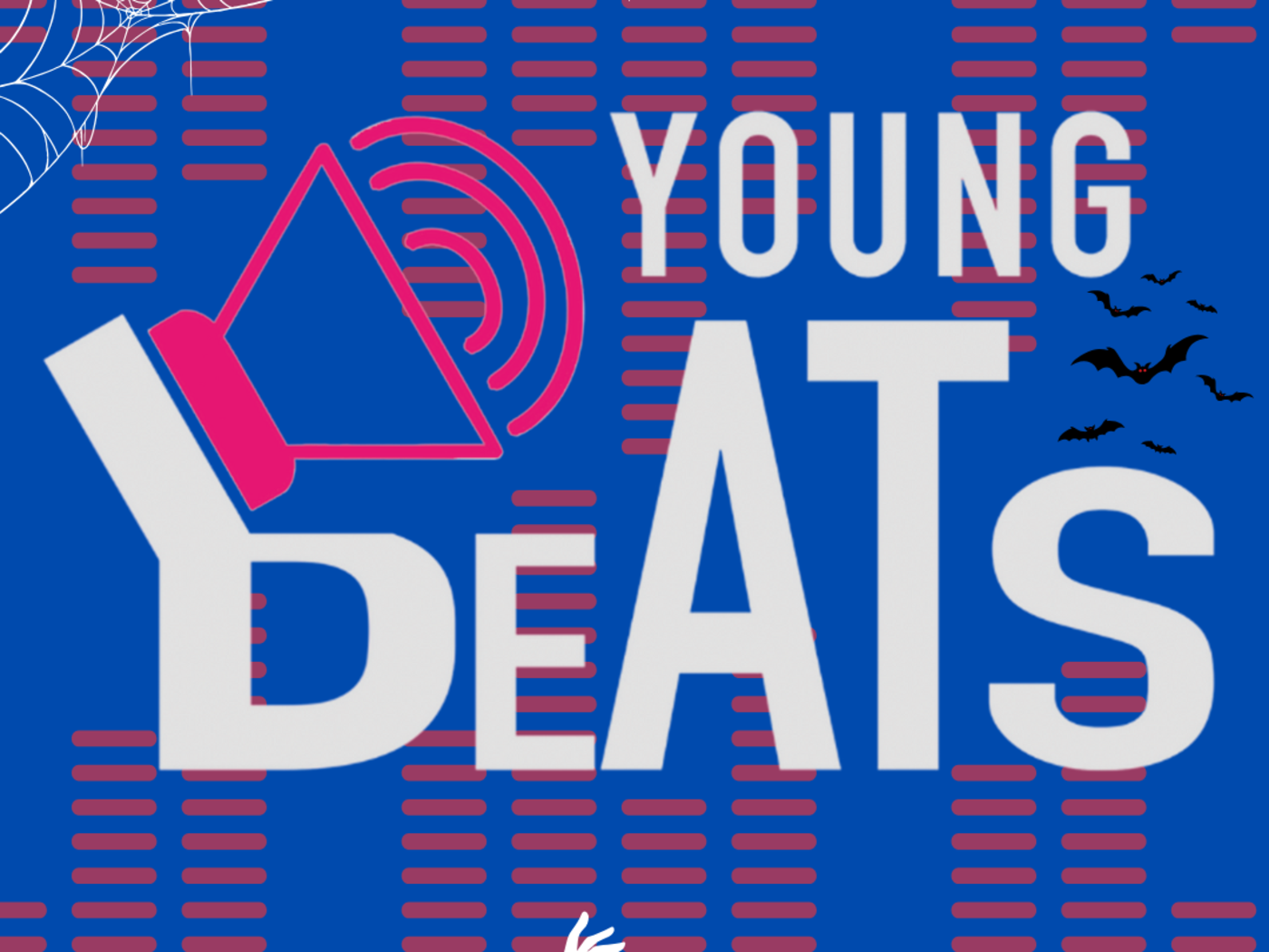 Werbebild zur Halloween Edition der YoungBeats Party der WERK°STADT. Zu sehen ist vor kornblumenblauem Hintergrund das Logo 